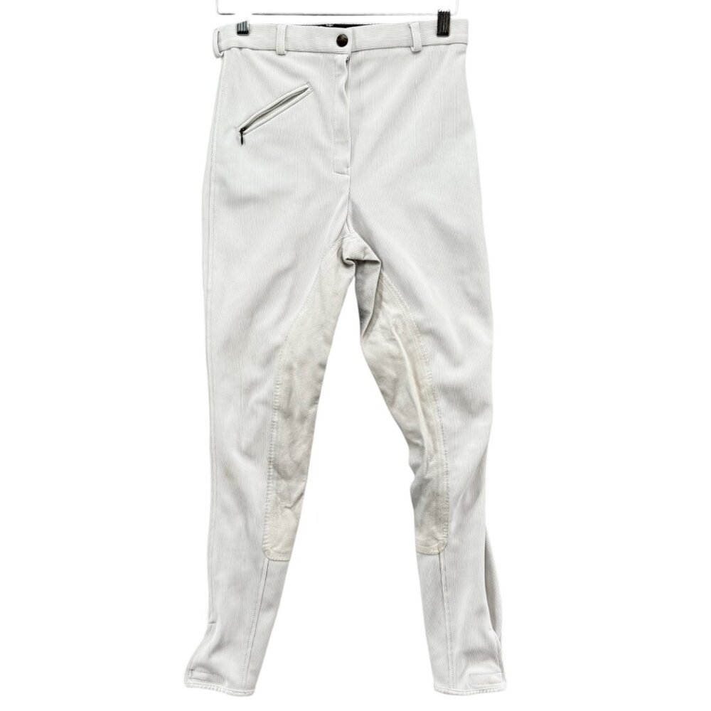 Tuff Rider Full Seat Breeches Womens White Ribbed Padded Equestrian Pants Sz 28